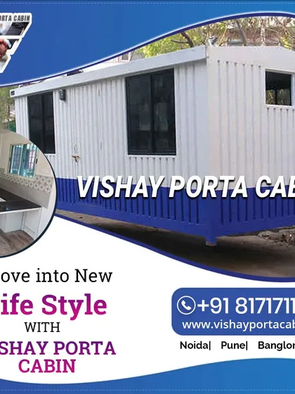 Move into a new lifestyle with our portable cabins. This image shows a long cabin with a finished interior kitchen counter, suitable for a site canteen or a multi-person office with pantry facilities.