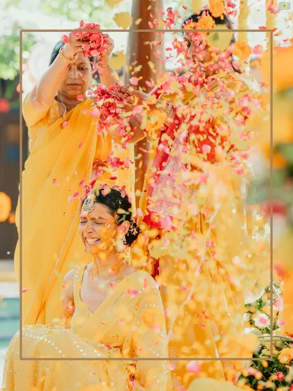 Pure, uninhibited joy is what a Haldi ceremony is all about. We love creating vibrant, fun-filled environments where families come together to celebrate, laugh, and shower the couple with blessings and flower petals.
