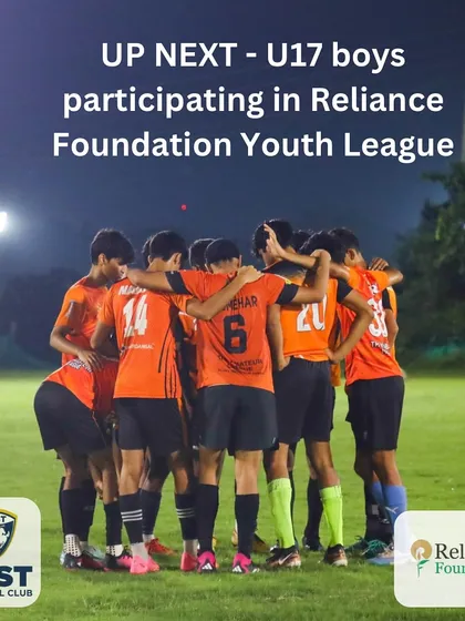 Our U17 boys in a team huddle, getting mentally prepared for their Reliance Foundation Youth League match.