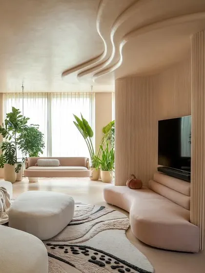 The open-plan layout of the "House of Mousse" connects the living, dining, and kitchen areas. The design ensures that from any point, you feel part of a larger, unified space that is both expansive and intimate.