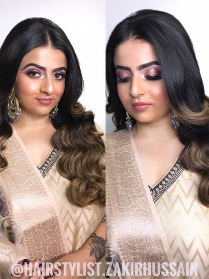 Another view of the classic Hollywood waves, showing the deep side part and flawless finish.