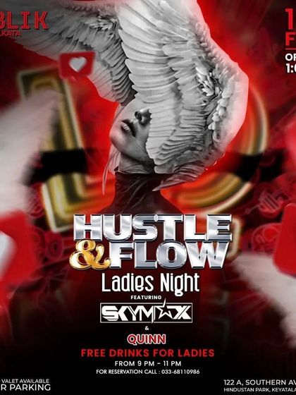 A flyer for a "Hustle & Flow" Ladies Night at Publik, where I shared the deck with another DJ.
