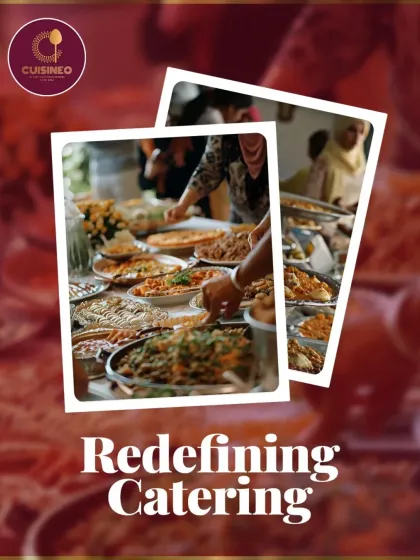 We are redefining catering by focusing on the complete experience. This image captures guests enjoying a lavish spread, which is exactly the kind of vibrant, food-focused atmosphere we aim to create.