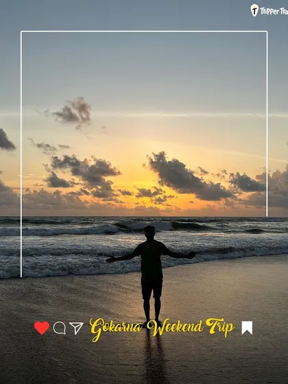 A silhouette of a man watching the sunset at Gokarna beach. A perfect, peaceful shot to make your Instagram feed look amazing.