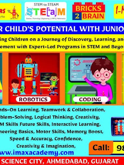 A location-specific ad for our Science City, Ahmedabad center, promoting our Robotics, Abacus, and Coding classes to the local community.