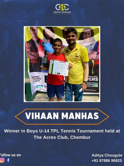 Congratulations to Vihaan Manhas, winner in the Boys U-14 TPL Tennis Tournament. We are proud to help our students achieve their goals.
