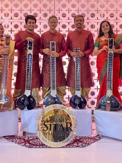 This is our full ten-member traditional Indian instrumental ensemble. We can scale our group to fit the size and needs of your event, ensuring a rich, symphonic sound for large weddings and functions.