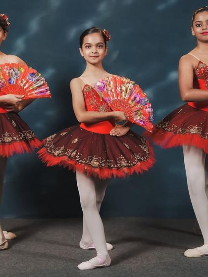 Poise, character, and technique come together in this moment from our "Don Quixote" performance. These three ballerinas showcase the storytelling aspect of ballet, using their expressions and poses to convey the narrative. It's a beautiful result of their dedicated practice.