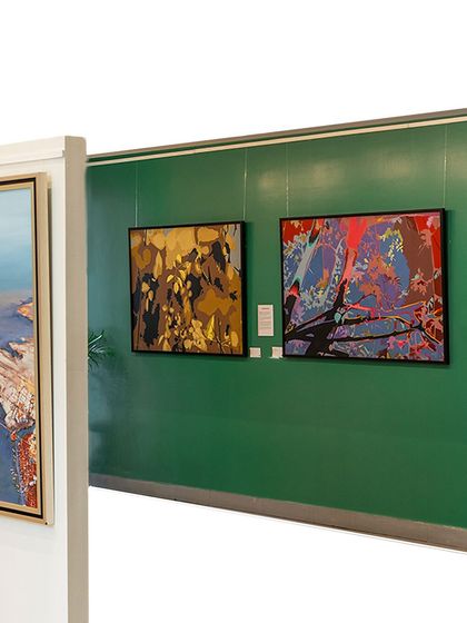 An interior shot of the gallery, showcasing the thoughtful curation and spacing of artworks for 'The Masters & The Modern: South Edition.'