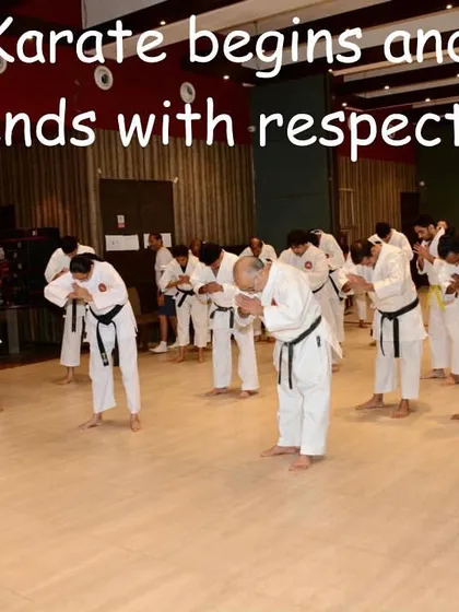 "Karate begins and ends with respect." This is the core of our dojo's philosophy. We bow to honor our training space, our teachers, our partners, and the lineage of masters who came before us.