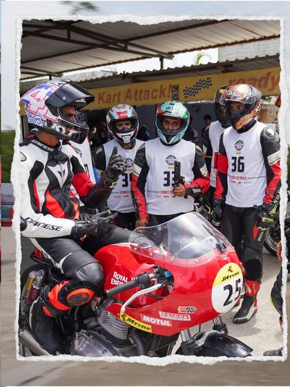 A collage from the RE GT Cup Zonal Selection in Chennai, showing our coaches interacting with participants.