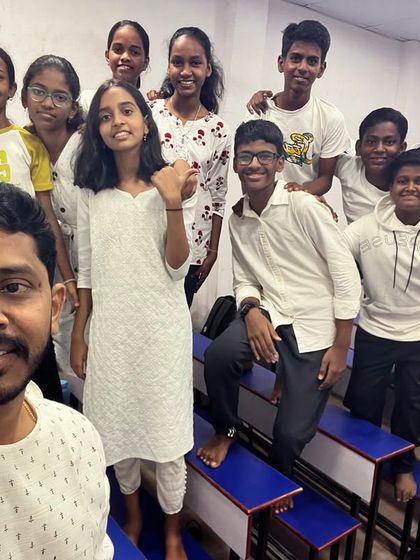 A group of our younger students looking bright and happy on White day.