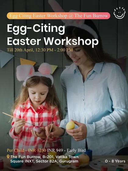 A similar poster for the Easter workshop at The Fun Burrow, ensuring you don't miss the event.