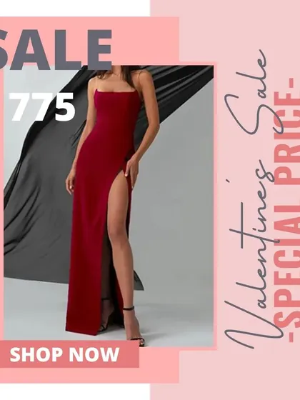 This dramatic red evening gown with a thigh-high slit is part of my Valentine's Sale. A truly show-stopping piece.