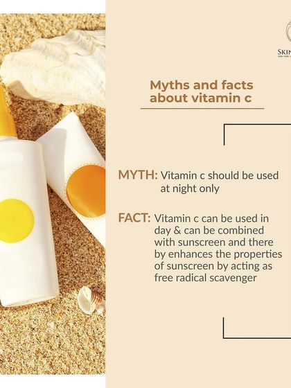 Some believe Vitamin C should only be used at night. The fact is, it can be used during the day and works wonderfully when combined with sunscreen, as it helps fight free radical damage from sun exposure.