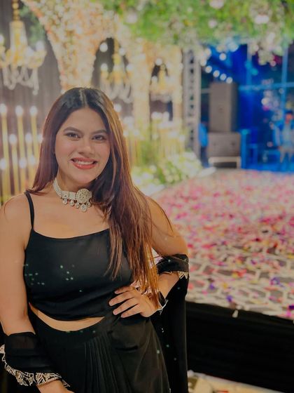 Another shot from a beautiful Sangeet night. The decor with the flower-covered floor was breathtaking.