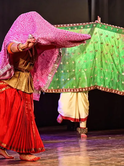 A vibrant moment from 'Mix & Match', my production dedicated to the weavers of India. Here, my students and I use colorful sarees from different regions, like this Rajasthani bandhani, to narrate the rich tales and traditions woven into our textiles.