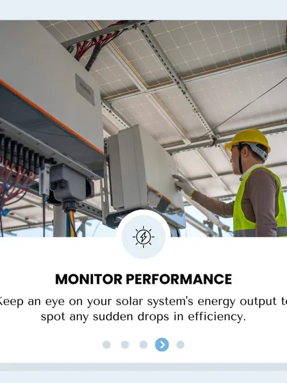 We help you keep a close watch on your solar system's energy output. By monitoring performance, we can quickly identify any sudden drops in efficiency and dispatch our technicians to diagnose and fix the issue promptly.