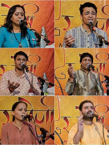 Our senior students presenting their music as an offering to the Guru on Guru Purnima.