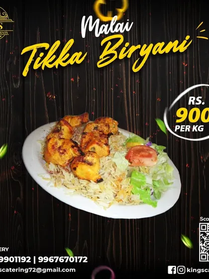 Indulge in my delicious Malai Tikka Biryani, available for ₹900 per kg. It's the perfect blend of aromatic spices and creamy malai tikka.
