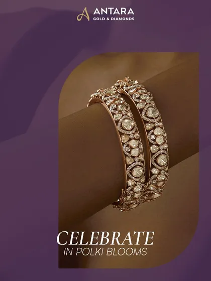 Celebrate the season with the radiance of these Polki kadas. I crafted them in floral clusters of unfaceted stones, casting a soft, velvety glow that speaks of refined craftsmanship for modern festivities.