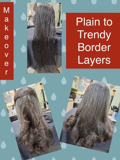 This transformation takes hair from plain to trendy with the addition of border layers and a half-up style, showing the versatility of a great cut.