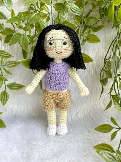 Another beautiful replica of a girl and her cat. I love how the purple top and shorts came out. These custom dolls make such personal and cherished gifts for any occasion.