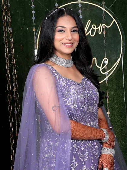 A happy, smiling portrait of my bestie on her engagement day. The soft makeup and beautiful gown are a perfect match.