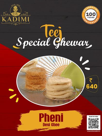 Along with Ghewar, we also prepare traditional Pheni in desi ghee for Teej, a delicate and crispy sweet.