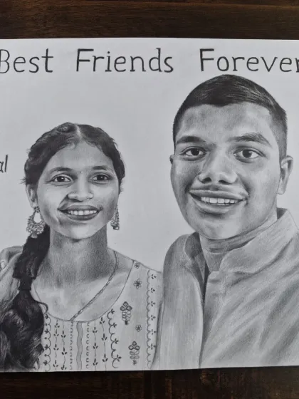 A special commission to celebrate a lifelong bond. This "Best Friends Forever" portrait is a wonderful way to preserve a cherished memory and create a unique friendship gift.