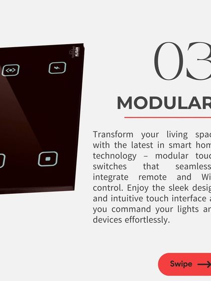 Our Modular touch switches seamlessly integrate remote and WiFi control. The sleek design and intuitive touch interface allow you to command your lights and devices effortlessly.