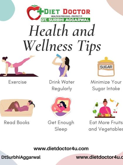 These health and wellness tips are easy to incorporate into any lifestyle. I encourage exercise, hydration, minimizing sugar, getting enough sleep, and eating more fruits and vegetables.