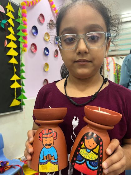 Another beautiful set of hand-painted diya holders from our festive workshop.