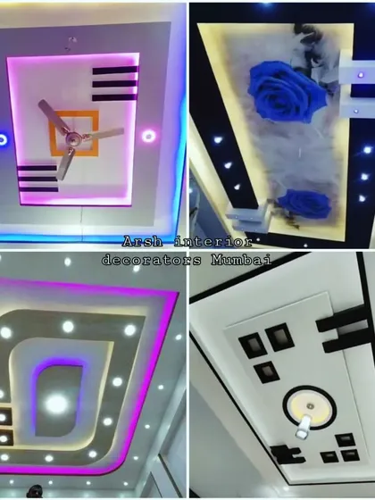 Living room false ceiling designs that are sure to impress. This collage includes modern, artistic, and colorful options.