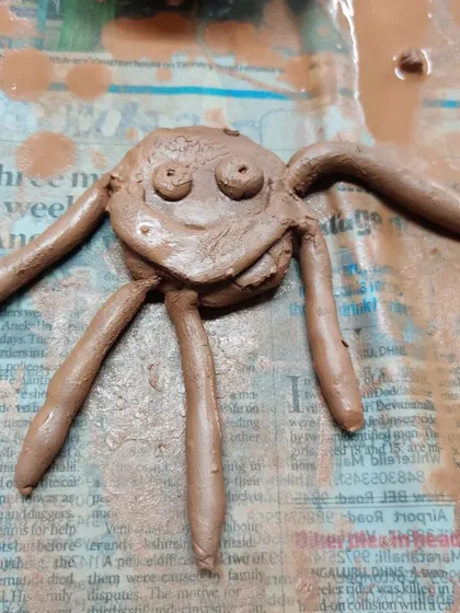 A happy little clay spider, full of personality. It's amazing what can be created from a simple ball of clay and a child's imagination.