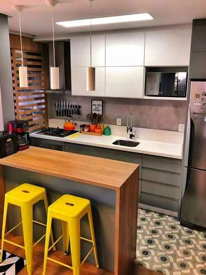 Modular Kitchen - Modular Home Interiors Modern Kitchens with Islands & Breakfast Bars photo 25