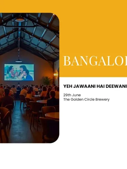 A screening of the fan-favorite Yeh Jawaani Hai Deewani at The Golden Circle Brewery in Bangalore. Movies and craft beer are a perfect combination.