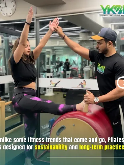 Unlike fitness trends that come and go, Pilates is designed for sustainability. This client is working on the spine corrector, an apparatus that promotes long-term spinal health and flexibility.