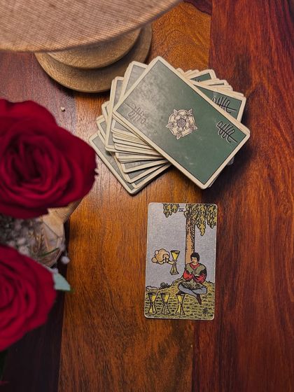 A daily dose of inspiration featuring the Four of Cups. This card, paired with red roses, reminds us that opportunity may knock, but it rarely keeps knocking if we pretend not to be home.