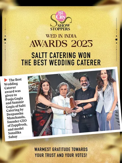 We are incredibly proud to be recognized as the 'Best Wedding Caterer'. This award is a testament to our team's relentless passion and the trust our clients place in us to make their most special day a culinary success.