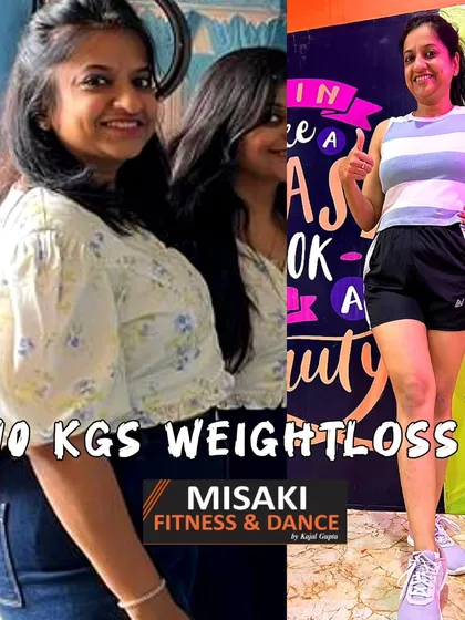 A wonderful 10 kg weight loss achievement! This transformation shows a significant improvement in fitness and body composition, achieved through our group classes.