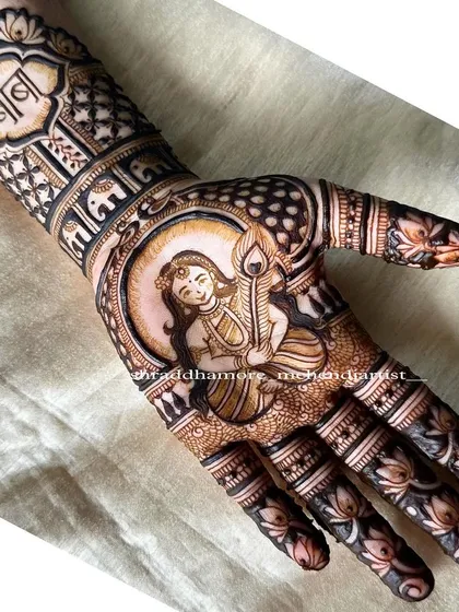 A close-up of the Bal Krishna portrait from the baby shower design. I focus on getting the details just right to bring these custom figures to life.