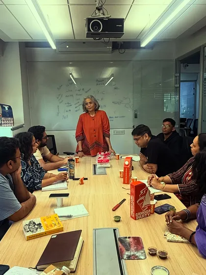 Here is our guest facilitator, psychotherapist Kalpana Tanwar, leading an intense and rewarding session. Our collaboration brings a unique blend of psychological theory and practical storytelling application to the classroom.