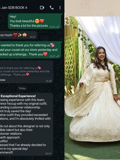 Jiya's exceptional experience and 5-star review truly made our day. We believe in great customer relationships as much as we believe in creating stunning outfits.