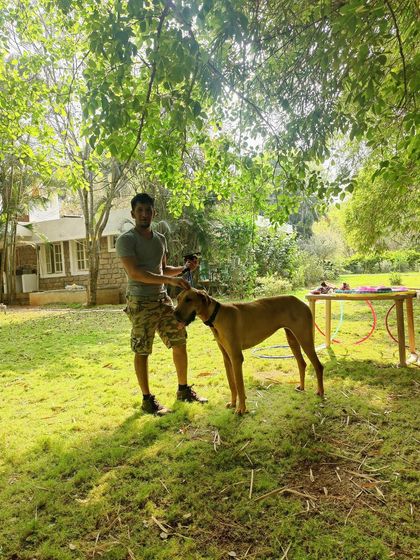 Just me and a very good boy enjoying the sunshine.