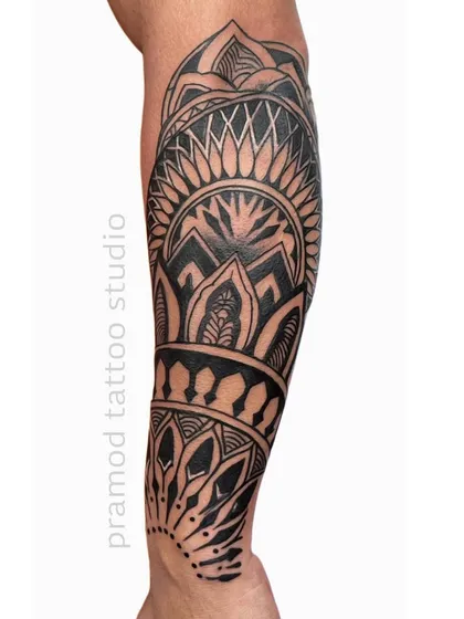 Another angle of the mandala sleeve, showing the beautiful symmetry and detail of the design.