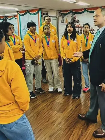The Consul General of India, Mr. Pratik Mathur, sharing words of encouragement with our players. An inspiring experience for our young athletes.