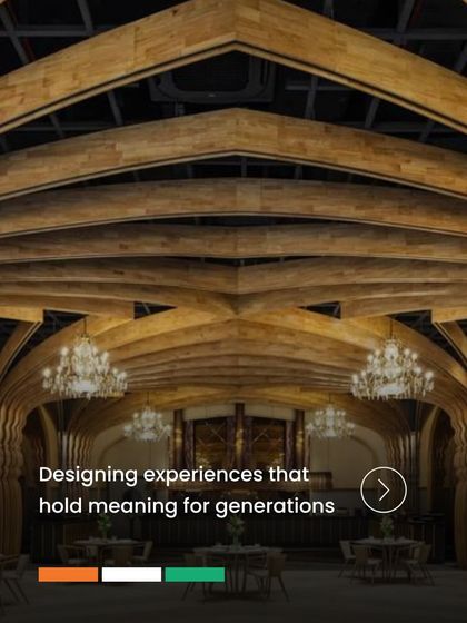 This graphic from our Independence Day series speaks to our goal of designing experiences that hold meaning for generations. The image of the Nishtara Banquet Hall, with its grand, vaulted wooden ceiling, perfectly embodies this vision of creating timeless, impactful spaces.