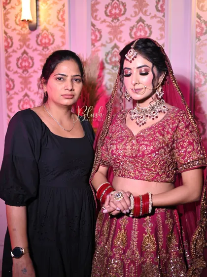 My student with her beautifully done bridal model. Each student gets to complete several full looks during the course.