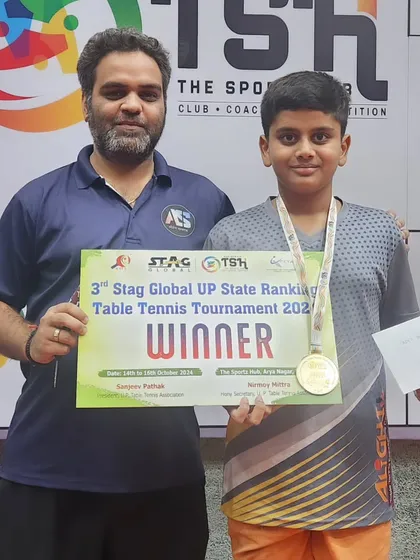 GOLD! Arnav Jain of Alight brings home the Gold Medal in the U-13 Boys Category at the UP State Ranking Tournament. A big achievement for our team.